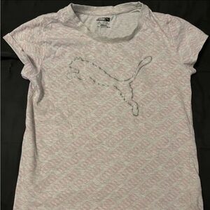 Puma Women’s Grey & Pink Graphic Logo T-Shirt Size XL 16